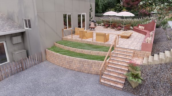 3D design outdoor seating area